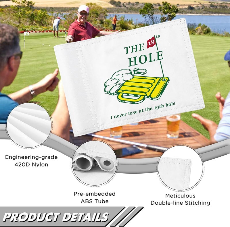 KINGTOP 19th Hole Golf Flag for Backyard Practice Putting Green, PGA Junior Standards, Double Sides 420D Nylon with Tube Insert, 6x8 Inch - Image 2